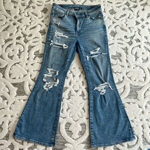American Eagle Flare leg super high rise jeans 8 short